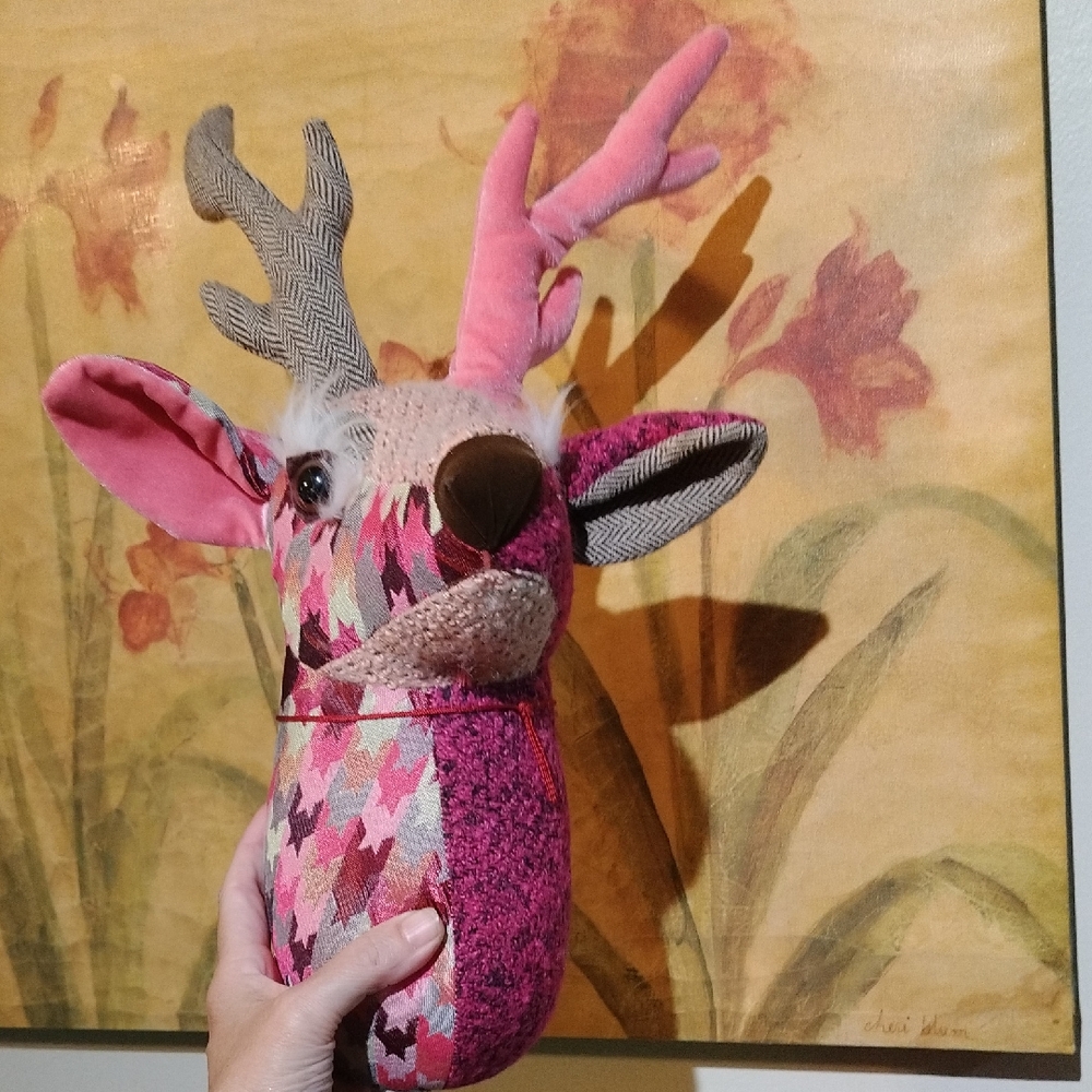 Pink and Brown Stuffed Animal with Bunny Ears